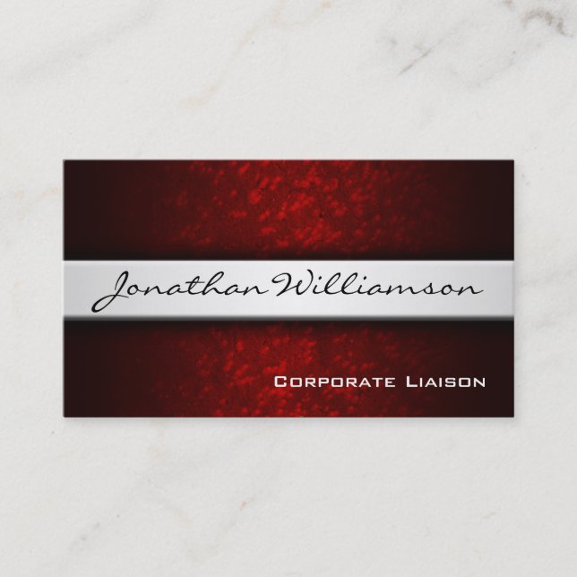 Silver Band Red Modern Professional Business Card (Front)