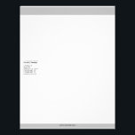 Silver Bars Letterhead<br><div class="desc">A classic silver bars letterhead, available in 5 paper types. The design features your company name (in silver) and company message (in black) at the top, followed by lines of optional addresses and contact information (in gray), all nestled between two silver bars of different heights at the top and bottom...</div>