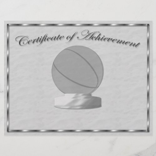 Silver Basketball Certificate of Achievement Flyer