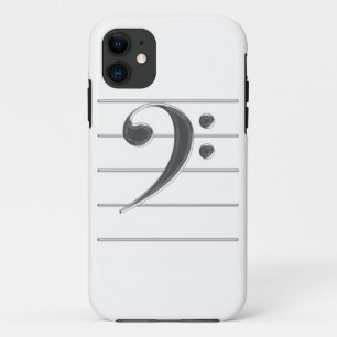 Silver Bass Clef Music iPhone 11 Case