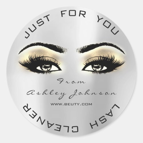 Silver Beauty Browns Gold Lash Makeup Cleaner Classic Round Sticker