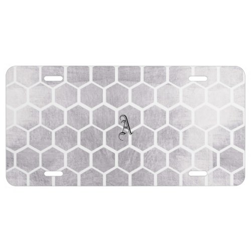 Silver bee cube patternmoderntrendypatternele license plate