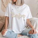 Silver BEIGE Disco Babe Bridal Party hen DO Shirt<br><div class="desc">Step back in time with our Retro Disco Ball Bridal Shower Invitations & Decor collection. Immerse yourself in the nostalgia of the 70s with muted beige and grey arches, enhanced by groovy silver glitter fonts. The iconic retro disco ball takes center stage, evoking an era of disco glamour, all while...</div>