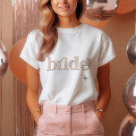 Silver BEIGE Disco Bride Bridal Party hen DO Shirt<br><div class="desc">Step back in time with our Retro Disco Ball Bridal Shower Invitations & Decor collection. Immerse yourself in the nostalgia of the 70s with muted beige and grey arches, enhanced by groovy silver glitter fonts. The iconic retro disco ball takes center stage, evoking an era of disco glamour, all while...</div>