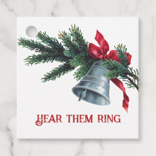 Silver Bell and Pine Branch Gift Tags