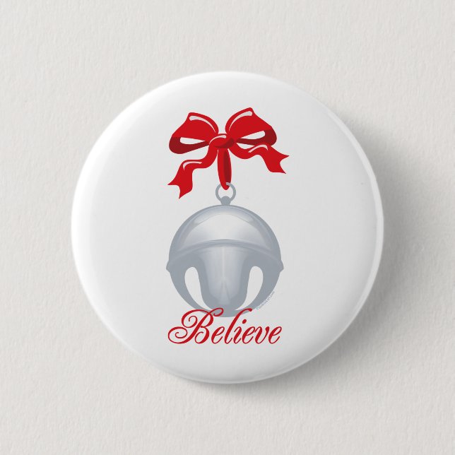Silver Bell Believe Pinback Button (Front)