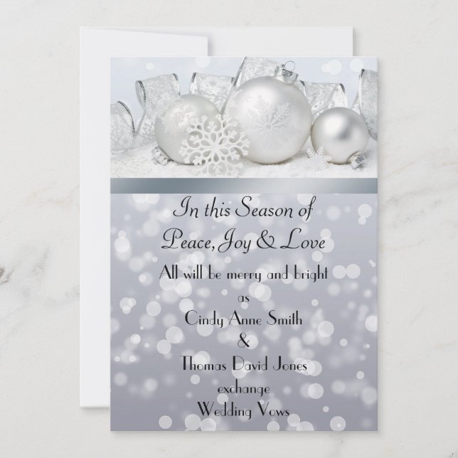 Silver Bell Christmas  Wedding Invitation (Front)