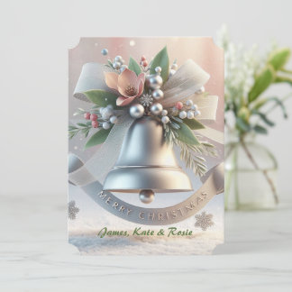 Silver Bell Christmas Wishes  Holiday Card