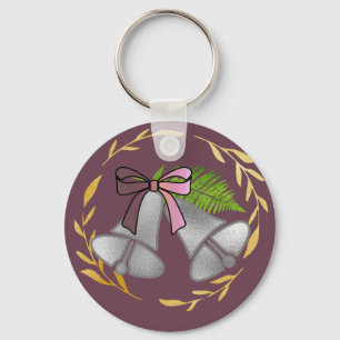 Silver Bells and Gold Wreath: Keychain