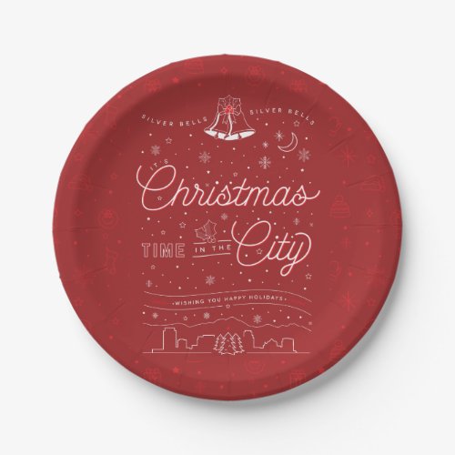 Silver Bells Christmas 7 Paper Plates