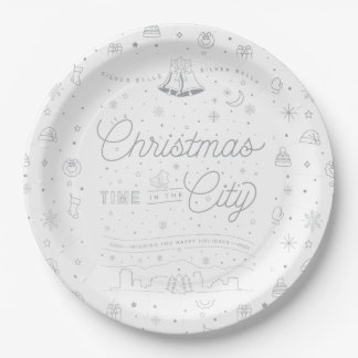 Silver Bells Christmas 9" Paper Plates