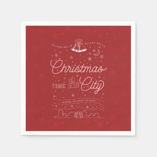 Silver Bells Christmas Party Paper Napkins