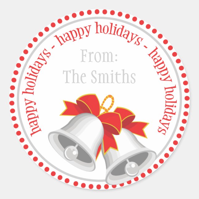 Silver Bells Christmas Stickers (Happy Holidays) (Front)