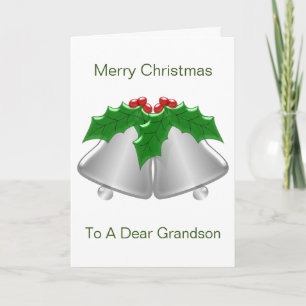 Silver Bells Design Grandson Christmas Card