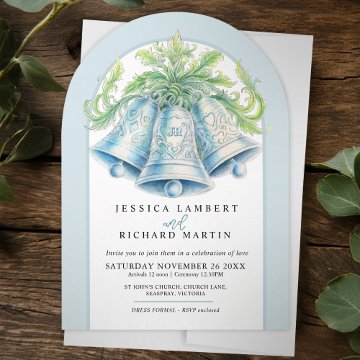 Silver bells foliage watercolor arch blue Wedding