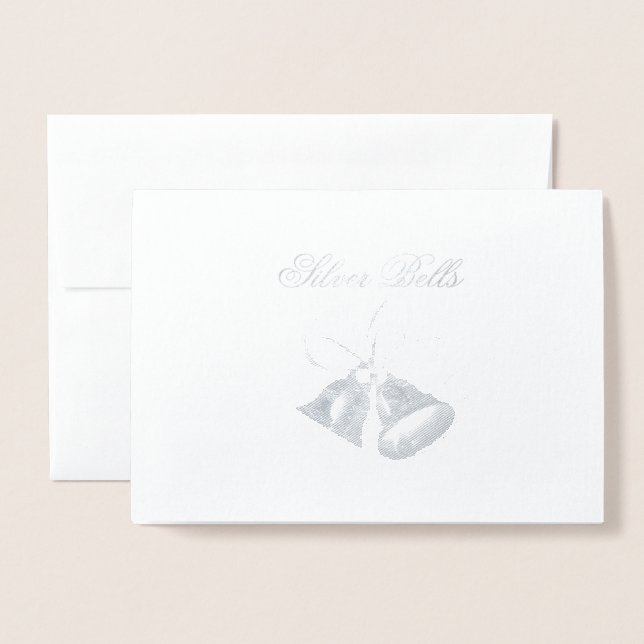 Silver Bells Gold Foil Christmas Card (Front With Envelope)