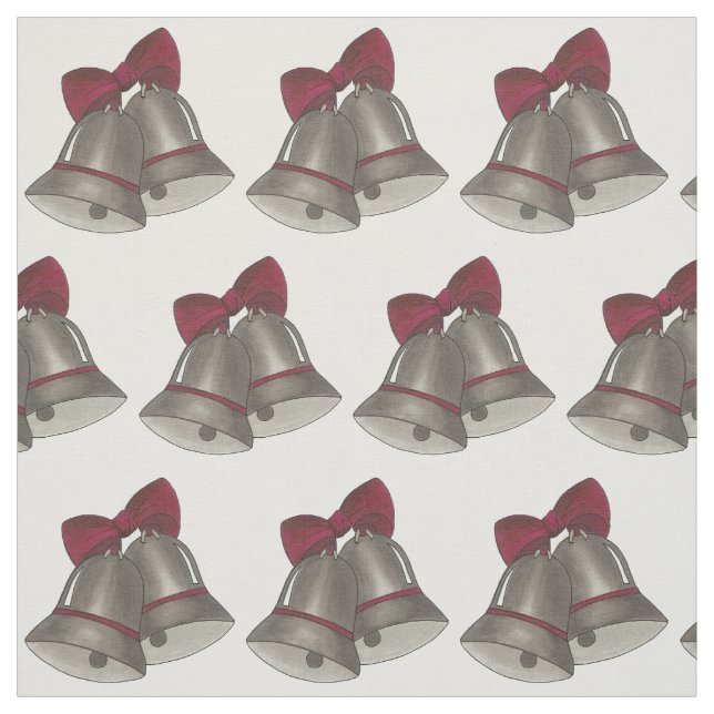 Silver Bells Gray Wedding Anniversary Engagement Fabric (Swatch)