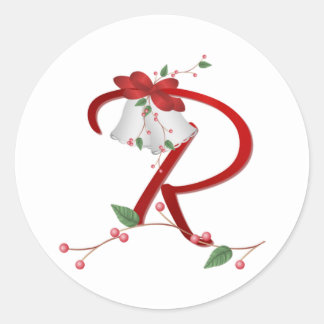 Silver Bells Initial R Round Stickers