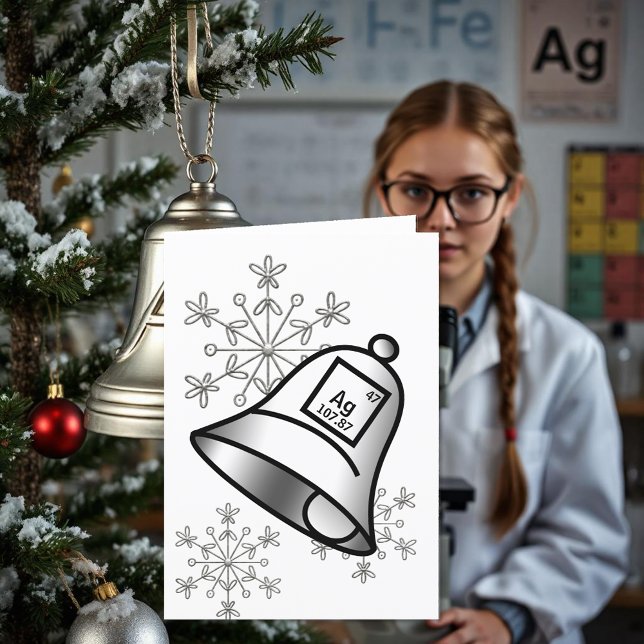 Silver Bells Periodic Table Christmas Science Snow Holiday Card (Creator Uploaded)