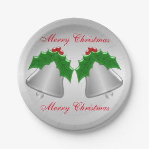 Silver Bells Silver Coloured Christmas Paper Plates