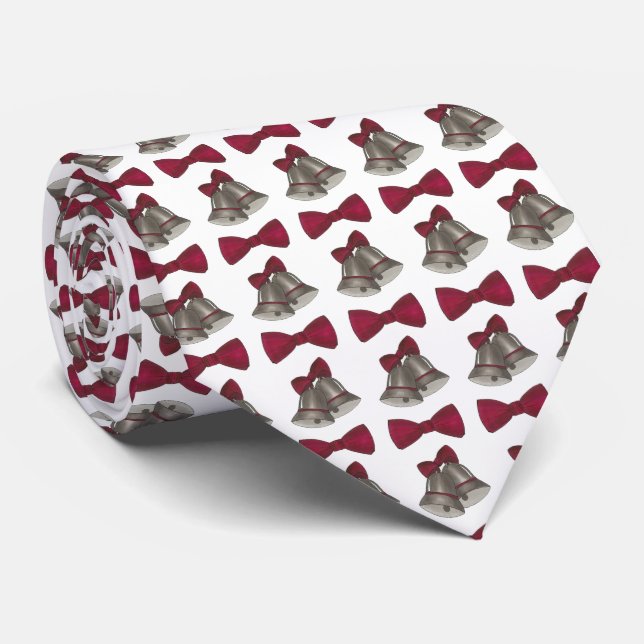 Silver Bells Wedding Anniversary Bow Groom Tie (Rolled)