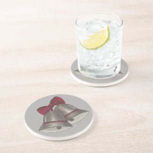 Silver Bells Wedding Anniversary Christmas Chimes Sandstone Coaster