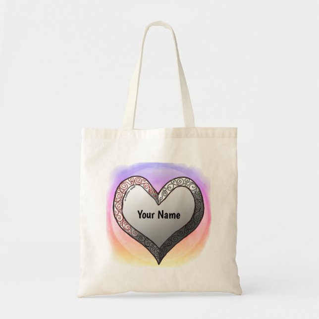 Silver Bevel Heart  tote bag (Front)
