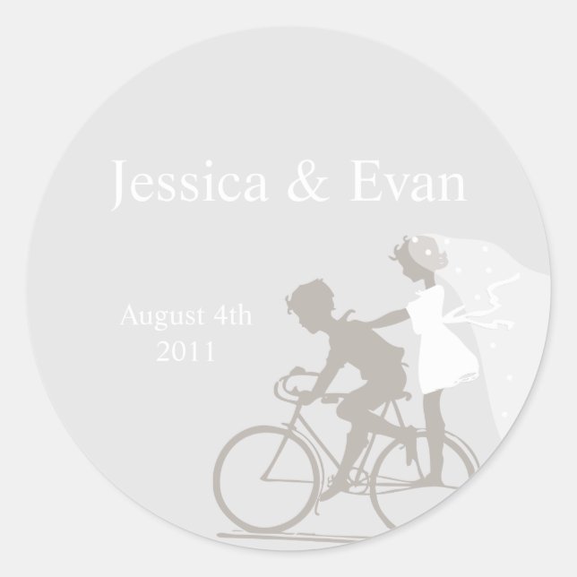 Silver Bicycle Couple Wedding Sticker (Front)