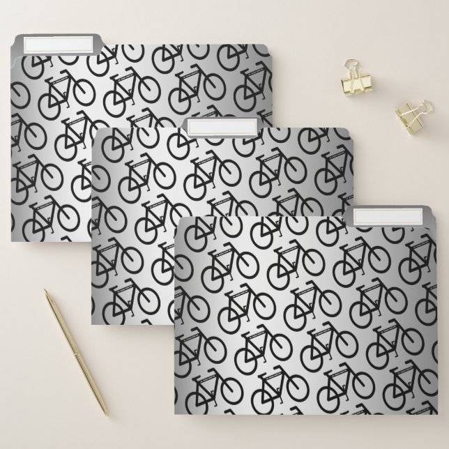 Silver Bicycle Cycling Abstract File Folder Set (Set)