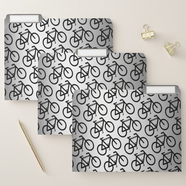 Silver Bicycle Cycling Abstract File Folder Set