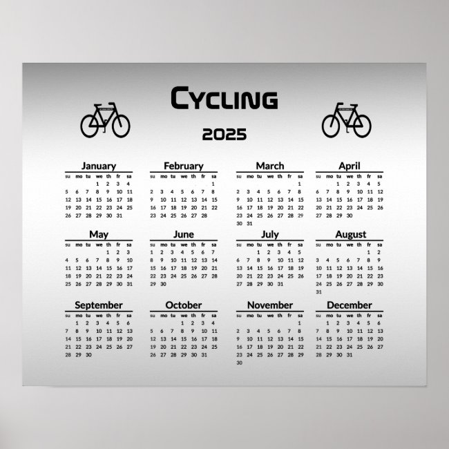 Silver Bicycle Sports 2025 Calendar Poster