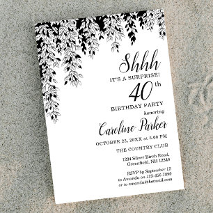 Silver Birch 40th Anniversary Surprise Birthday Invitation