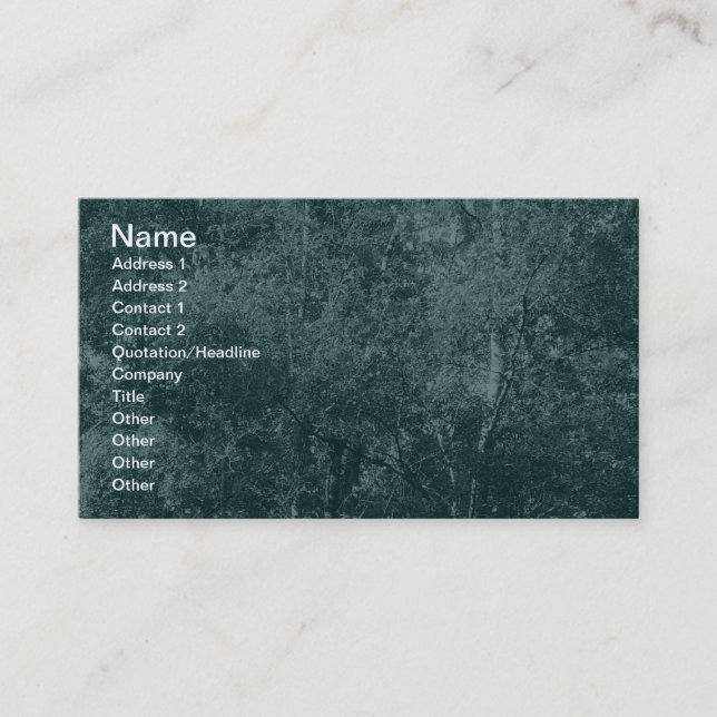 Silver Birch - Dark Teal Green Business Card (Front)