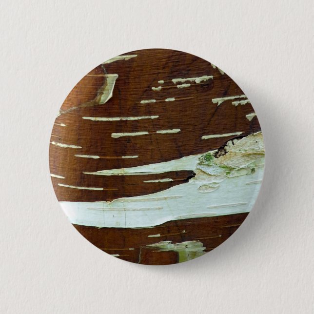 Silver Birch Natural Tree Bark Pinback Button (Front)