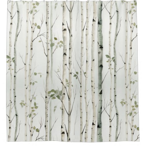 Silver Birches in Spring Shower Curtain