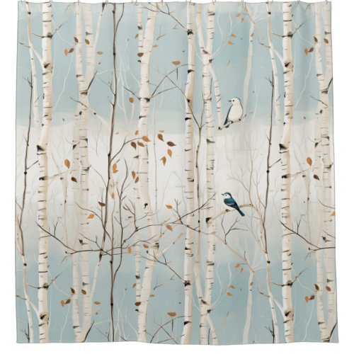 Silver Birches Shower Curtain