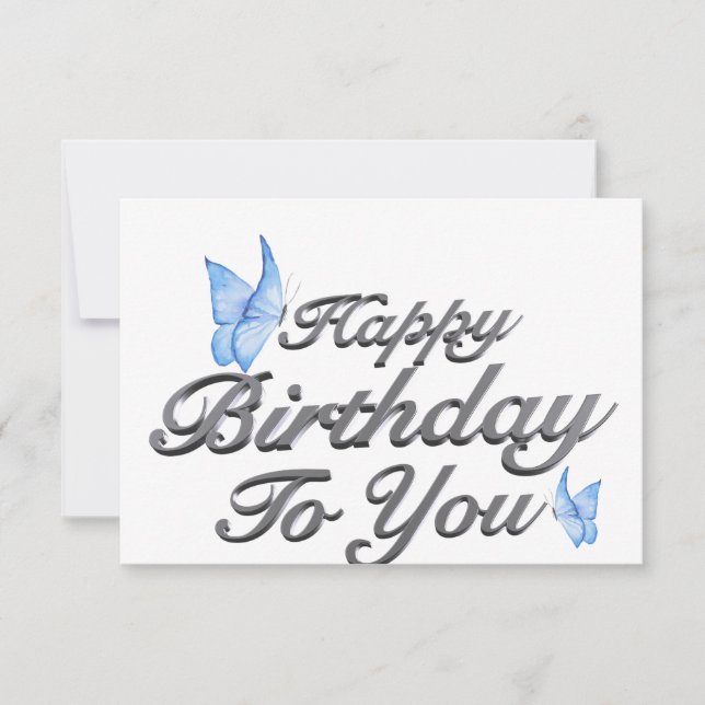 Silver Birthday Celebration Invite, Thank You Card (Front)