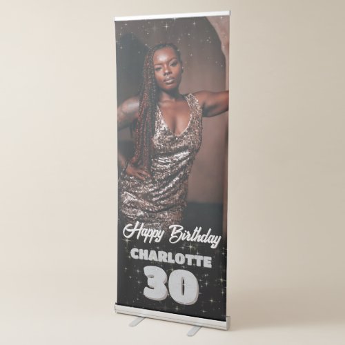 Silver Birthday Party Celebration Photo Welcome  Retractable Banner