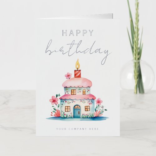 Silver Birthday Wishes House Cake Real Estate Foil Greeting Card
