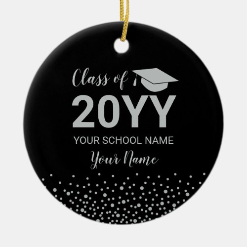 Silver  Black 2022 Graduation Christmas Gift Ceramic Ornament