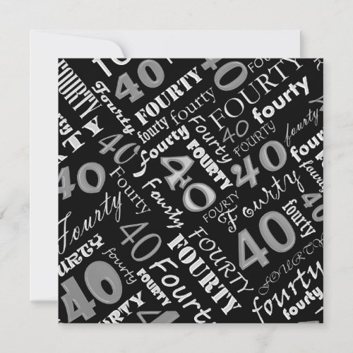 Silver &amp; Black 40th Birthday Party Invitation