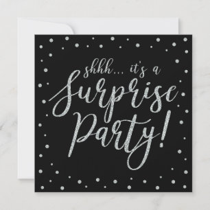 Silver & Black 50th Surprise Birthday Party Invitation