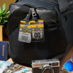 Silver Black and Gold Glitter Football Jersey Luggage Tag<br><div class="desc">Add some gridiron glam to your gear with this luxe faux glitter football luggage tag. Featuring a black and silver sparkle background, gold and yellow top stripes, and a crest-style emblem with a glitter football and stars. Customize with your name and jersey number on the front, and add contact info...</div>