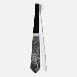 Silver, Black and White Hawaiian Fathers Day Tie