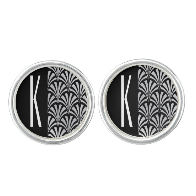 Silver & Black Art Deco Cufflinks (Front)