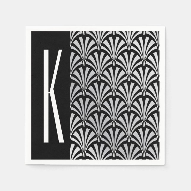 Silver & Black Art Deco Napkins (Front)