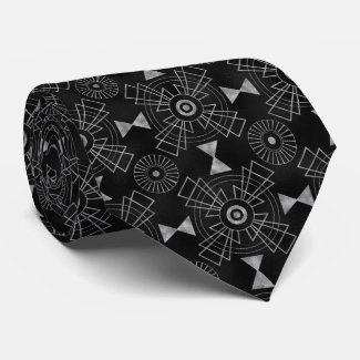 Silver & Black Art-Deco pattern  no2 Neck Tie