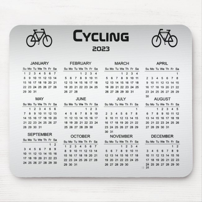 Silver Black Bicycle Sports 2023 Calendar Mousepad