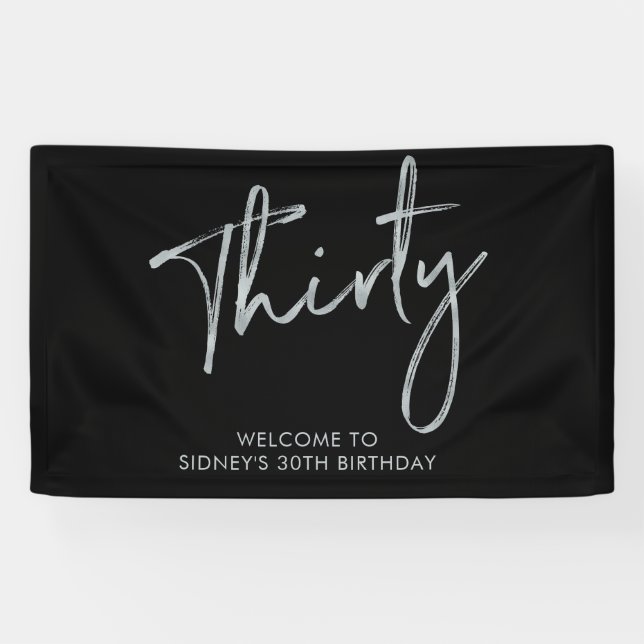Silver & Black Birthday Party Welcome Banner (Horizontal)