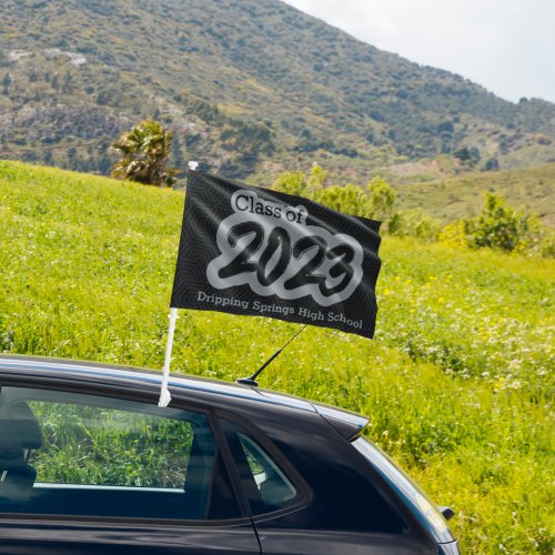 Silver  Black Bold Brush Class of 2023 Car Flag